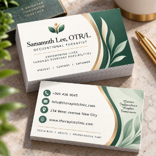 Cartão De Visita Terapeuta Ocupacional Elegante Verde Salvia