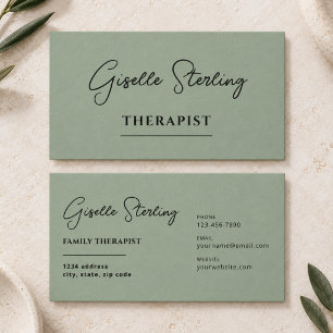 Cartão De Visita Terapeuta Psicólogo Verde Sage