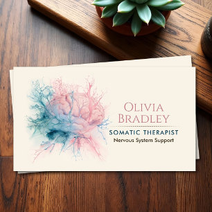 Cartão De Visita Terapeuta Somática Cérebro em Aquarela Sistema Ner