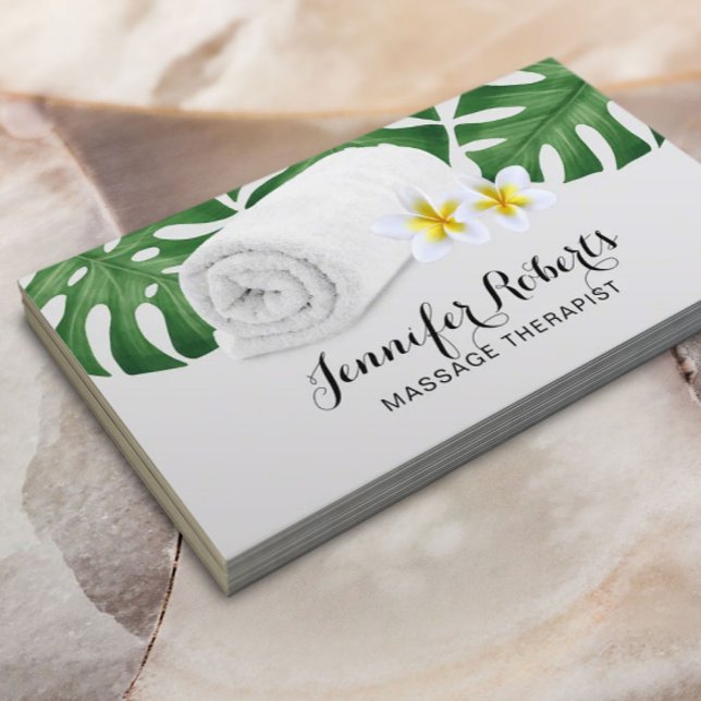 Cartão De Visita Terapêutica de Massagem Natureza Tropical Salão &  (Criador carregado)
