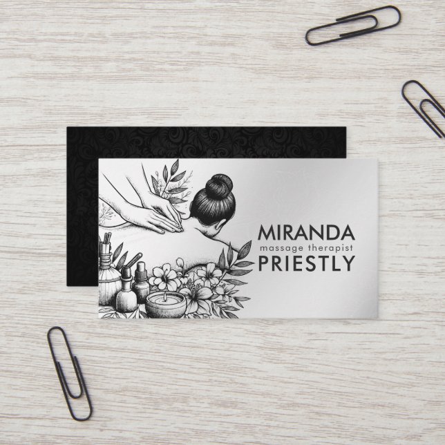 Cartão De Visita Terapêutica de Massagem Terapia Mãos Energia Spa B (Frente/Verso In Situ)