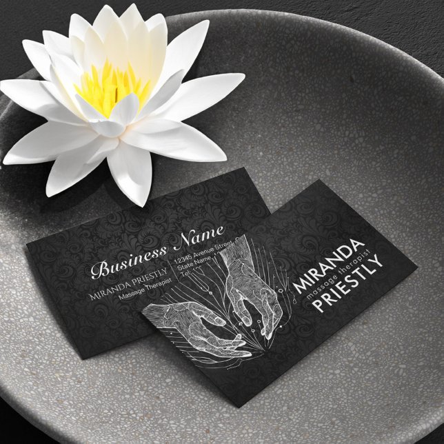 Cartão De Visita Terapêutica de Massagem Terapia Mãos Energia Spa B (Criador carregado)