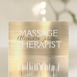 Cartão De Visita Terapêutica Dourada de Massagem Metálica<br><div class="desc">Dourado Faux escovou o Cartão de visita minimalista de massagem de gráficos metálicos. O Cartão de visita de terapia de massagem é perfeito para cartões de visitas simples. Entre em contato com o designer para obter itens personalizados correspondentes.</div>