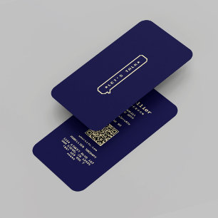 Cartão De Visita Terapêutica Dourada psicóloga Azul Moderna à Meia-