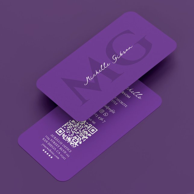 Cartão De Visita Terapêutica Profissional Monograma Roxo Real (Professional Therapist Royal Purple Monogram Business Card
)