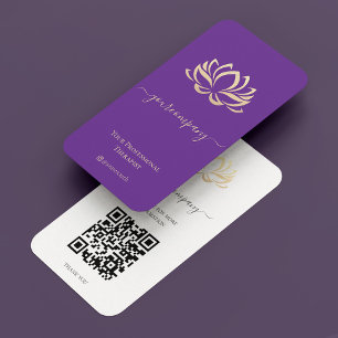 Cartão De Visita Terapêutica Roxo Roxo Lotus Bem-Estar Spa