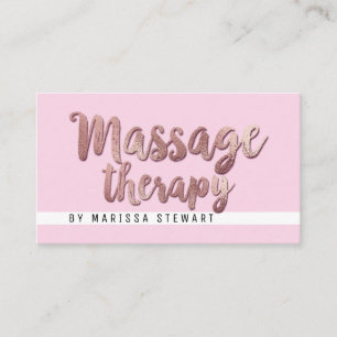 Cartão De Visita Terapêutica Simples de Massagem Rosa-Dourada Mode
