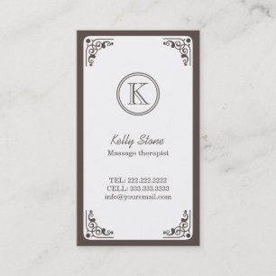 Cartão De Visita Terapia de Massagem de Fronteira Art Deco