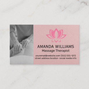 Cartão De Visita Terapia de Massagem  Flor de Lotus Rosa