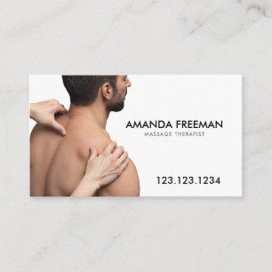 Cartão De Visita Terapia de Massagem Mínima de Castanho e Branco
