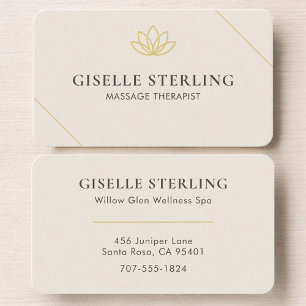 Cartão De Visita Terapia de Massagem Minimalista Creme Lótus