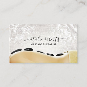 Cartão De Visita Terapia de Massagem Pedra Quente Carroçaria Vintag