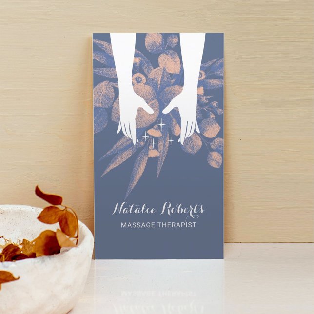 Cartão De Visita Terapia de Massagem Terapia Mãos Vermelhos Cor-de- (Criador carregado)