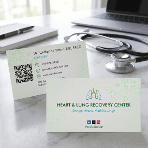 Cartão De Visita Terapia de Recuperação Coração e Pulmão   Verde Cl