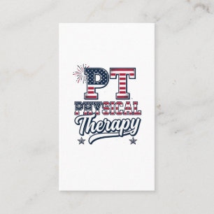 Cartão De Visita Terapia Física Patriótica Camisa Vintage PT Design