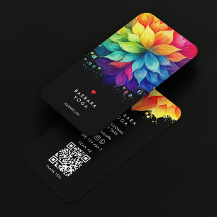 Cartão De Visita Terapista Colorida Lotus Mandala Vibrante Yoga