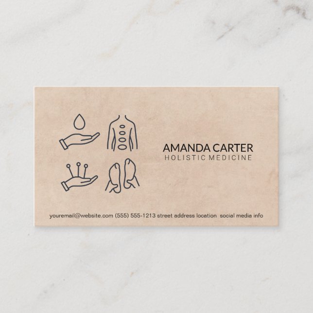 Cartão De Visita Terapista de Massagem | Acupuntura Medicina Holíst (Frente)