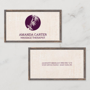 Cartão De Visita Terapista de Massagem   Quadro de madeira do Ícone