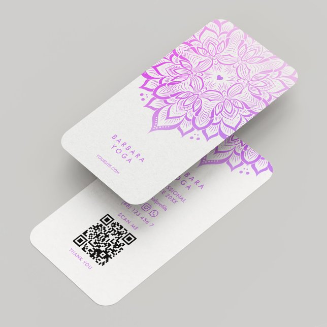 Cartão De Visita Terapista Mandala White Purple Lotus Elegante (Therapist Mandala White Purple Lotus Elegant Business Card
)