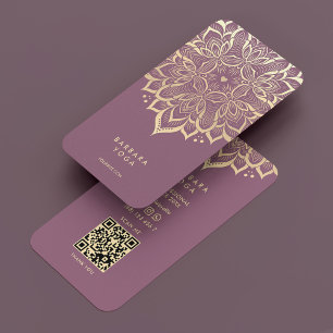 Cartão De Visita Terapista Rosa Dusty Mandala Yoga Elegante