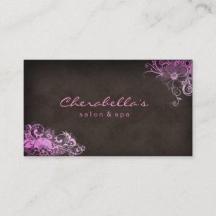 Cartão De Visita Termas à moda elegantes Brown cor-de-rosa floral