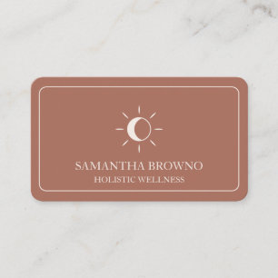 Cartão De Visita Terracota Bege Sol Lunar Celestial Bem-Estar Holís