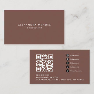 Cartão De Visita Terracota Luxo Minimalista Código QR Profissional