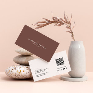 Cartão De Visita Terracota Modernista Minimalista Código Qr Mídia S