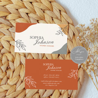 Cartão De Visita Terracotta & Beige Boho Minimalist Business Card