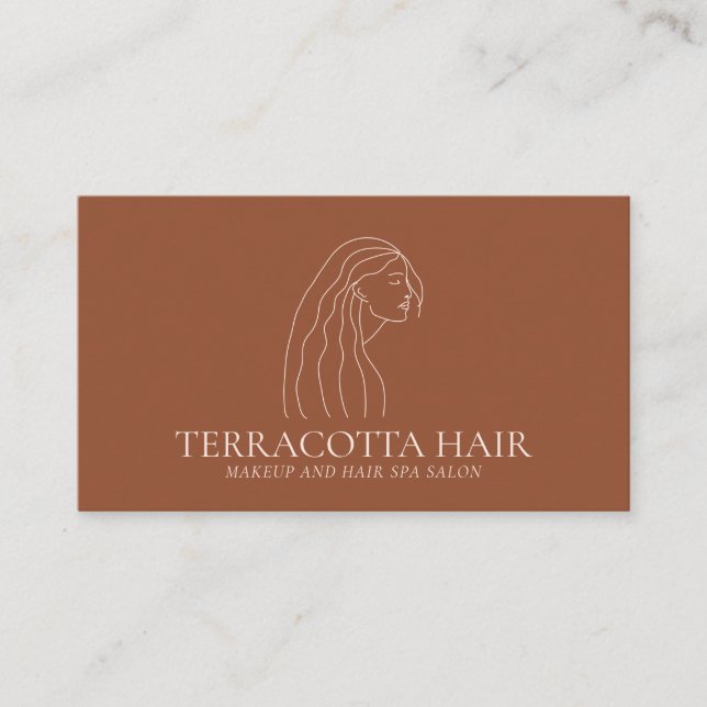 Cartão De Visita Terracotta Blush Mulher: Salão de Cabelo Feminino (Frente)