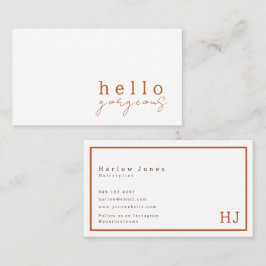 Cartão De Visita Terracotta Boho Olá Linda Beleza Minimalista