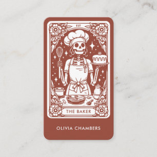 Cartão De Visita Terracotta Brown Baker Tarot Skeleton Chef