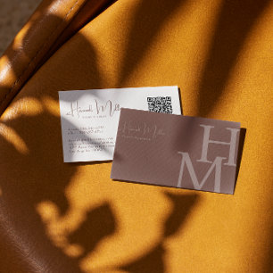 Cartão De Visita Terracotta Código QR Minimalista Elegante Modern