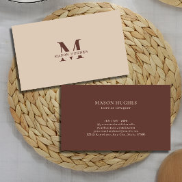 Cartão De Visita Terracotta Minimal Monogram Professional 