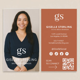 Cartão De Visita Terracotta Monograma Foto de Mídia Social Código Q