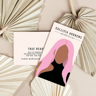 Cartão De Visita Terthy Bohemian Pink Hair Girl Salon