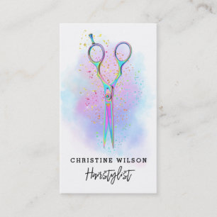 Cartão De Visita tesoura colorida do cabeleireiro