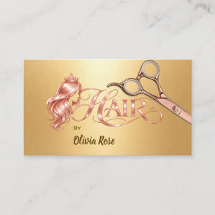 Cartão de Visita Tesoura de Cabelereiro Rose Gold