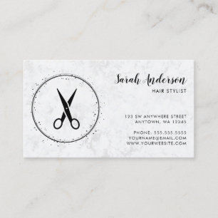 Cartão De Visita Tesoura De Cabelo Moderno Estilheira Cinza Preta
