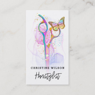 Cartão De Visita tesoura-de-cabelos borboleta