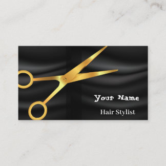 Cartão De Visita Tesoura-de-cabelos, dourada, Beauty Salon, tecido 