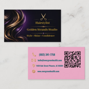 Cartão De Visita Tesoura de Estilista de Cabelo Elegante em Ouro Ne
