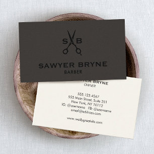 Cartão De Visita Tesoura De Estilos De Cabelo De Barbeiro Castanho 