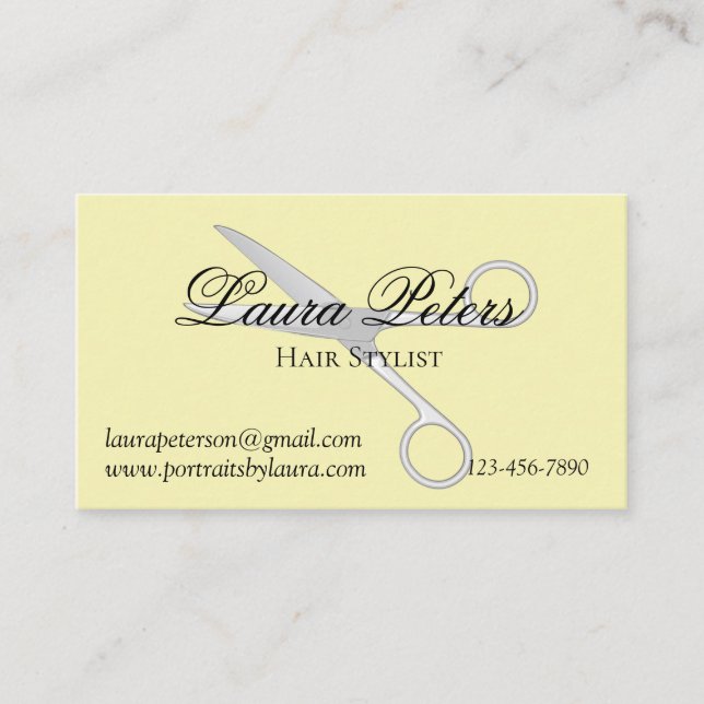 Cartão De Visita Tesoura de Estilos de Cabelo Moderno (Frente)