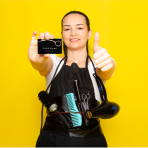 Cartão De Visita Tesoura de Hairdresser Stylist Rosa Modern Simples