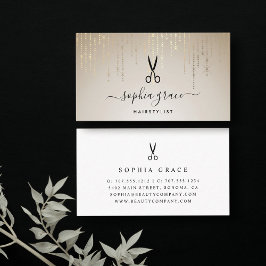 Cartão De Visita Tesoura de Hairstylist de Chuva ouro