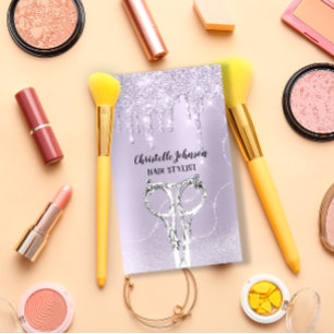 Cartão De Visita Tesoura de Lavanda de Lista de Estilos do Cabelo