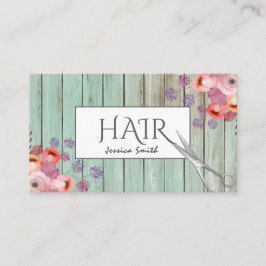 Cartão De Visita Tesoura de madeira floral Boho Glam elegante