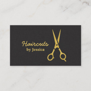 Cartão De Visita Tesoura de Ouro Falso Corte de Cabelo Estilista de