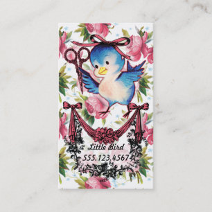 Cartão De Visita Tesoura-de-pássaro vintage adorável pelo estilista